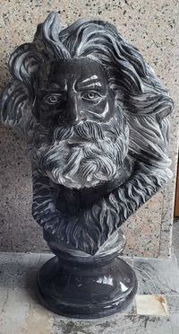 Bust statuie Zeus sculptat din marmura neagra