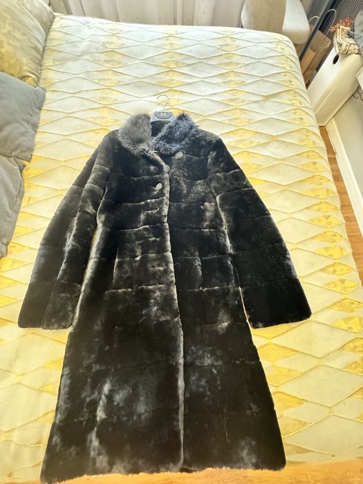Шуба из мутона, турецкое, с норковым воротником