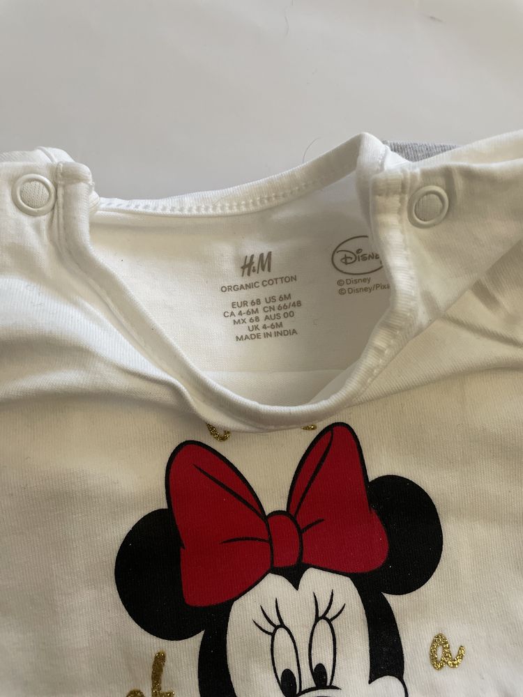 Лот бебешки бодита за момиче Мини Маус Дисни H&M шапка обувки, 80-84