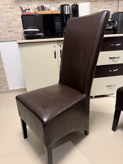 Set 4 scaune de bucătărie living birou piele ecologică, scaun Wenge