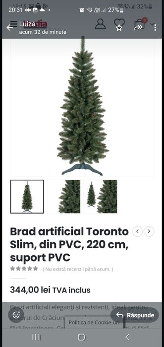 Brad artificial slim / ingust 220 cm