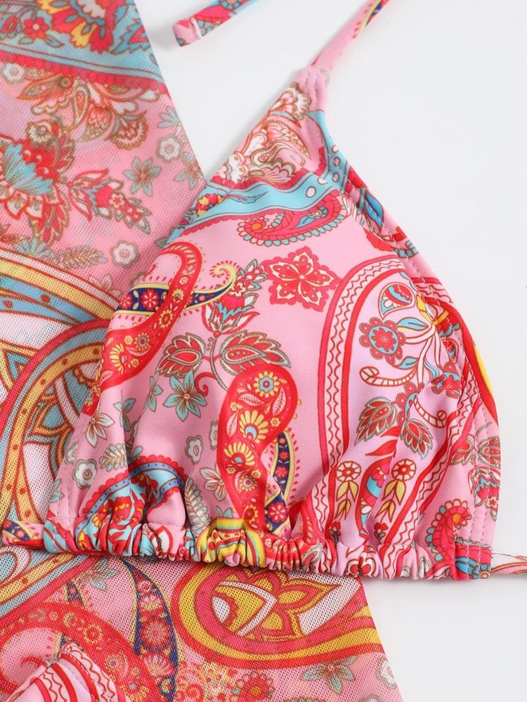 Costum de Baie C154 Roz 4 Piese cu Fusta Plaja stil Victoria Secret