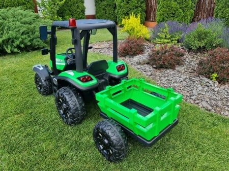 Tractor electric cu remorca si telecomanda XL, roti EVA, 24V7Ah