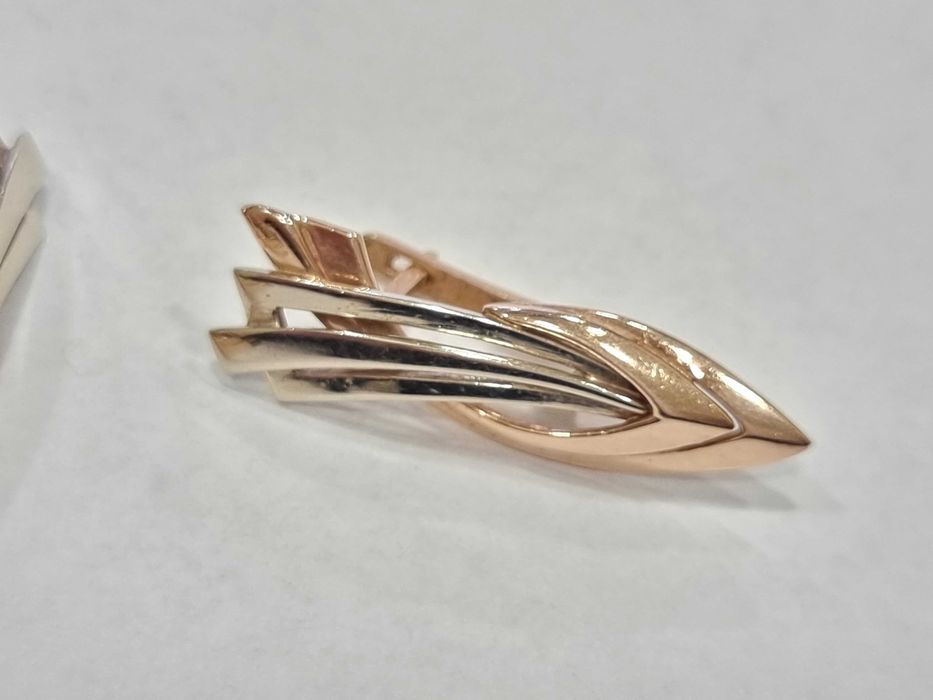 Дамски златни обеци - двуцвено злато