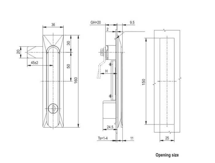 Maner rotativ cu cheie pentru usa rack, cofret sau dulap metalic