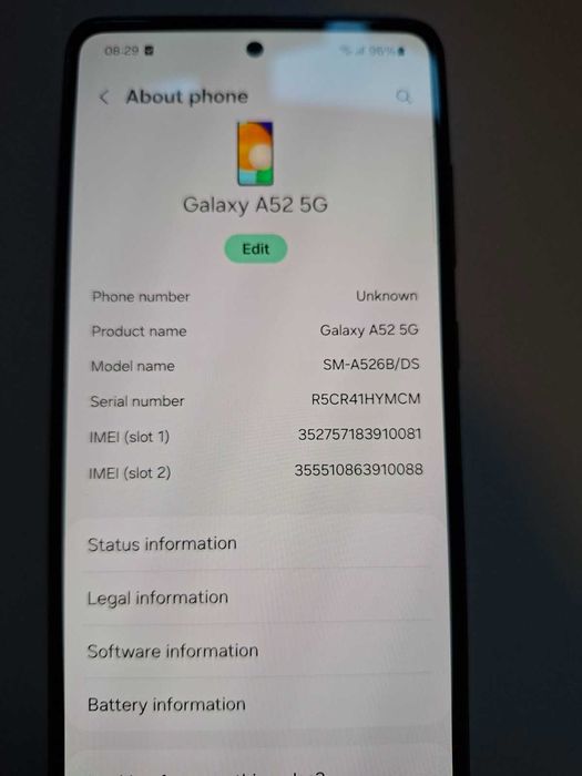Samsung Galaxy A52 5G, Model SM-A526B/DS - 2021 година