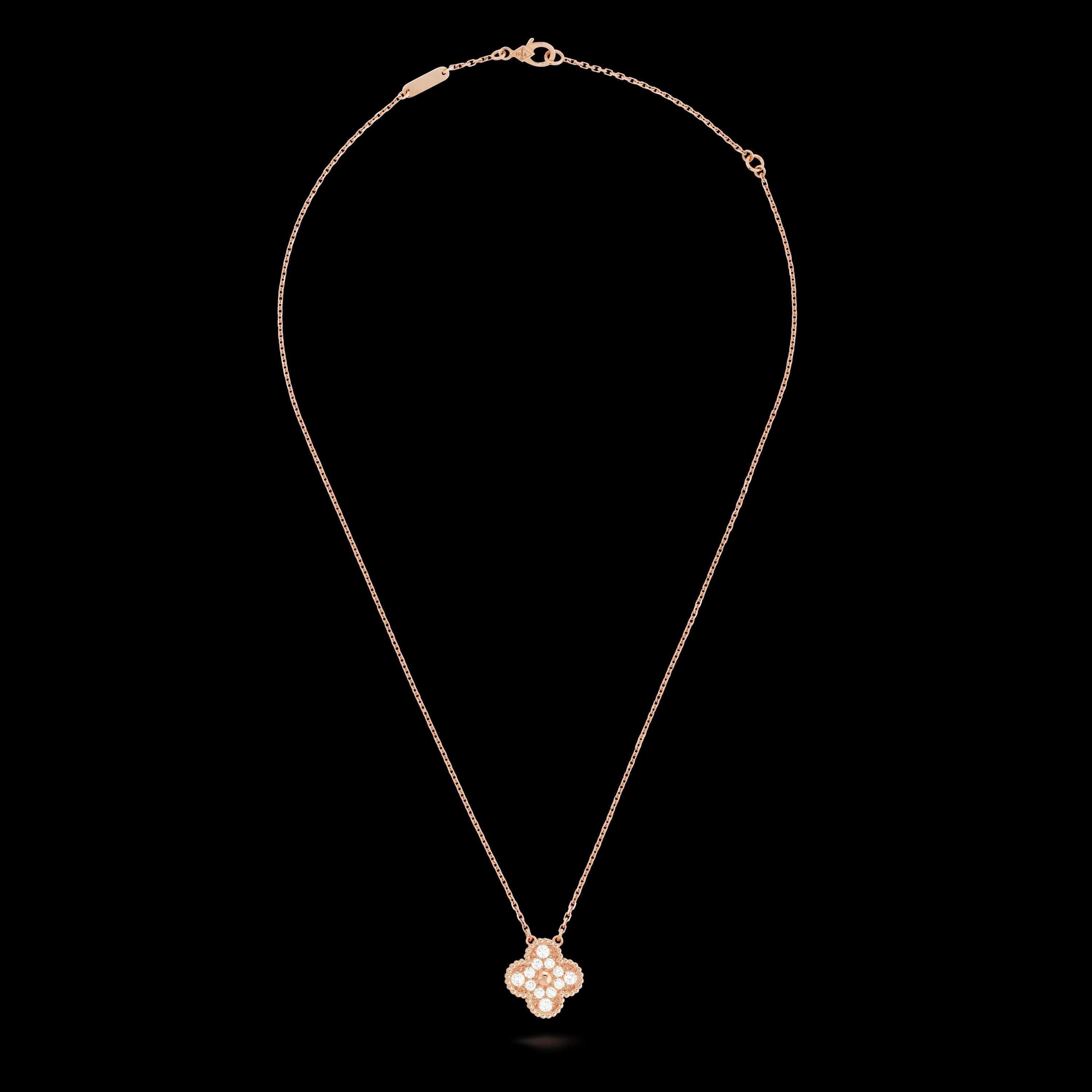 Van Cleef & Arpels VCA Gold Diamonds Clover Alhambra Logo Дамско Колие