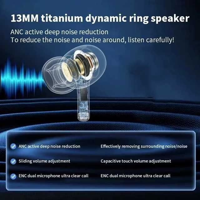 Блутут слушалки тапи Xiaomi Мi Tour Pro 6 ANC LED екран BT Android iOS