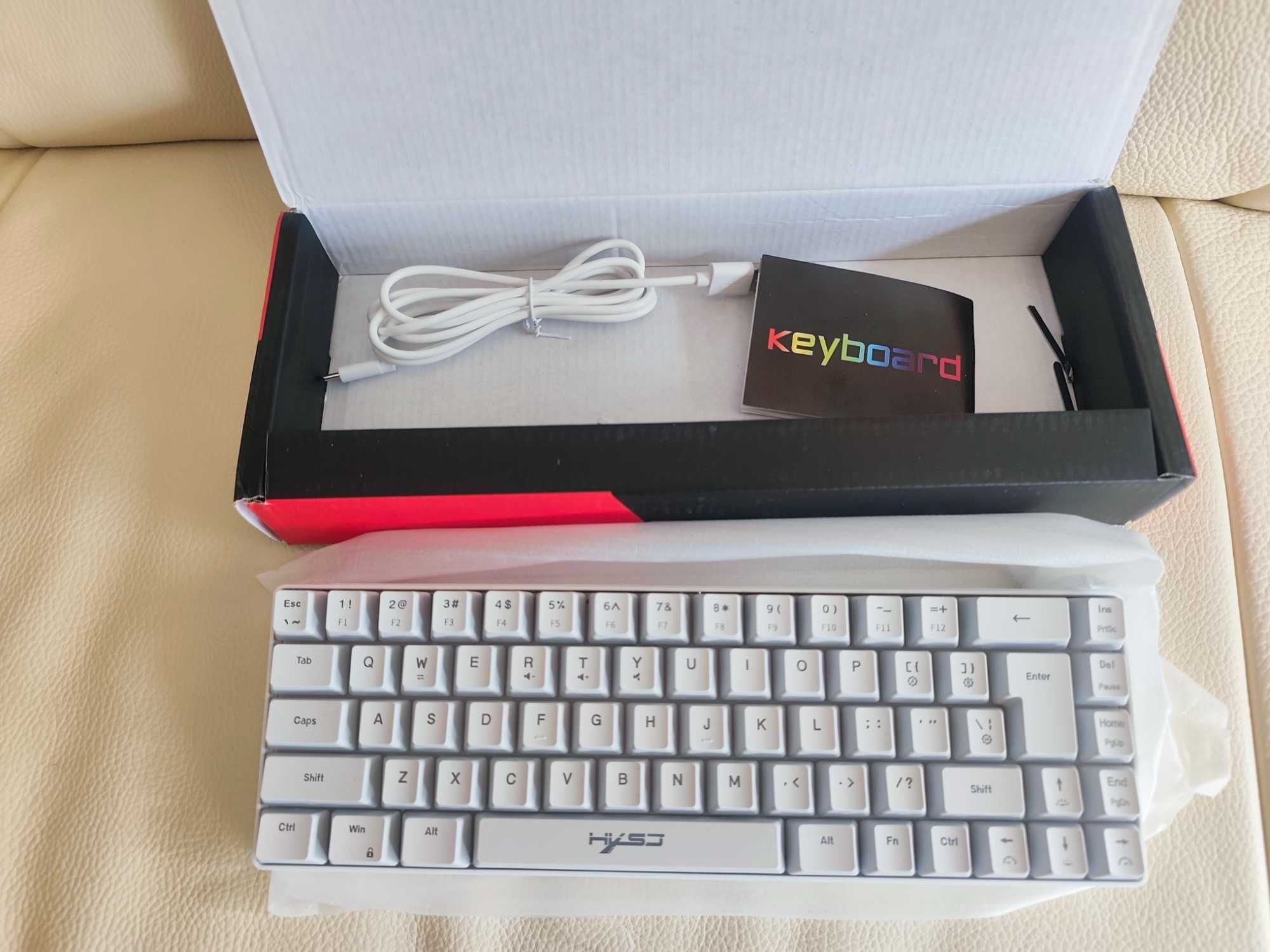 Гейминг клавиатура HXSJ, 68 Keys, RGB, (бяла)