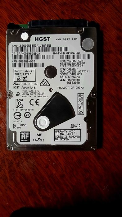500 GB HDD SATA 3. 1 yil ishlatilgan. Lekin yangiday turibdi. Kami bor