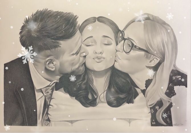 Portrete în creion personalizate Cadou Crăciun Secret Santa