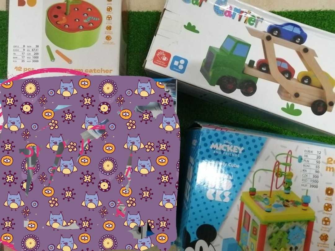 Jucării de lemn, camion de lemn, joc îndemânare lemn