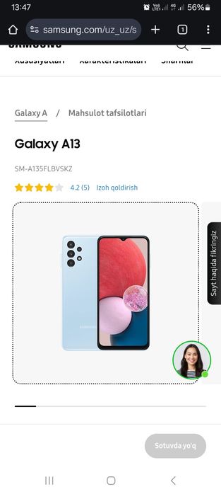 Samsung a13  sotiladi karopka dakmenti bor or