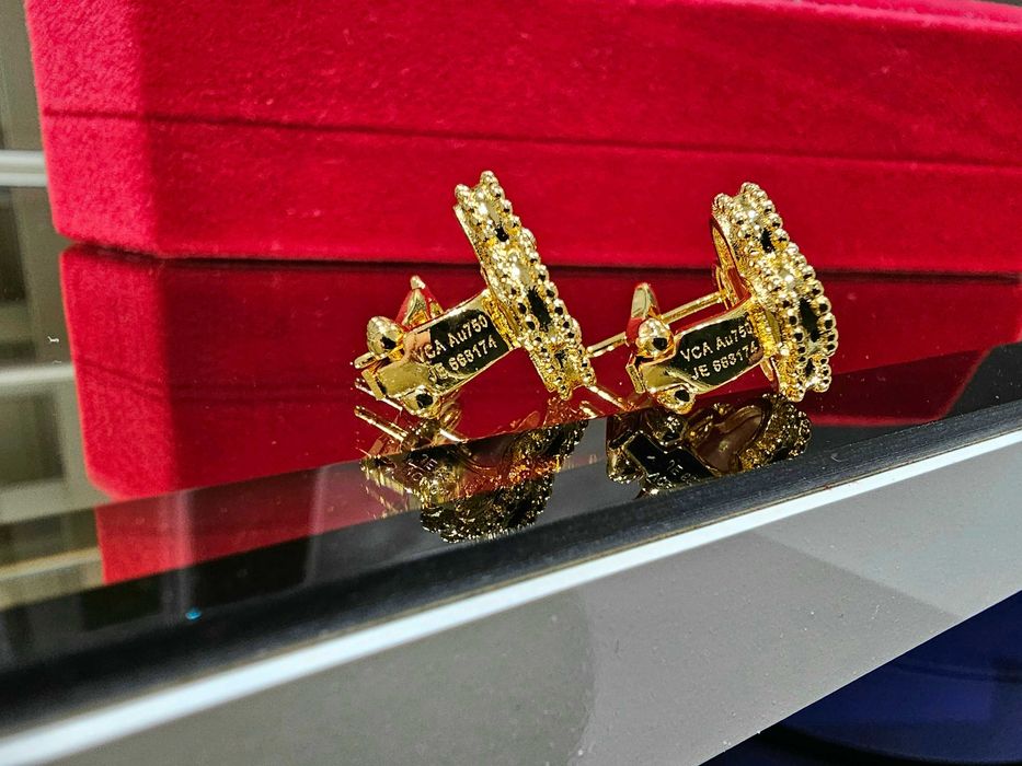 Van Cleef & Arpels VCA Gold Pink Opal Vintage Alhambra Дамски Обеци
