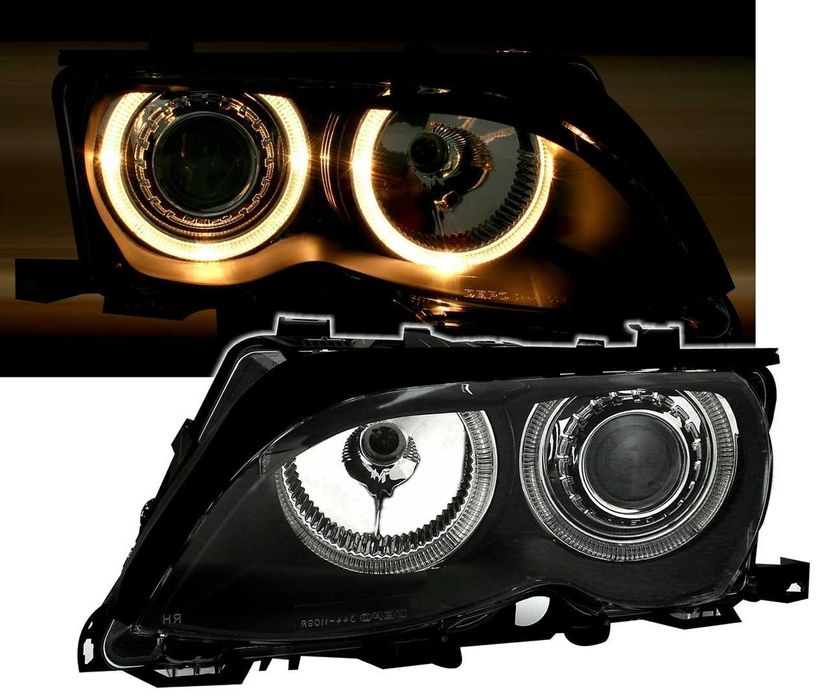 Faruri BMW E46 FL Angel Eyes Black