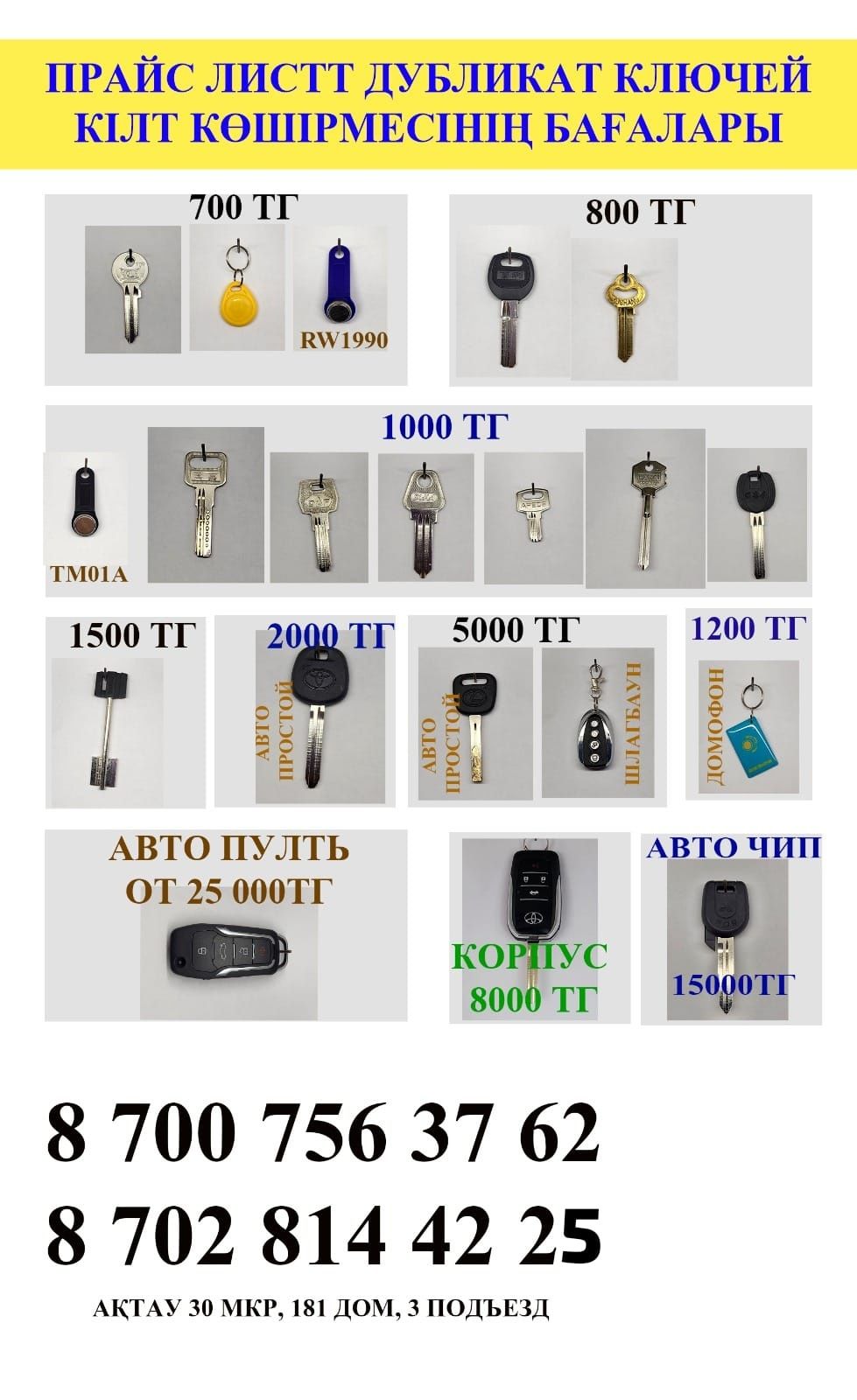 Кілт көшірмесін жасау, Дубликат ключейDuplicate keys,