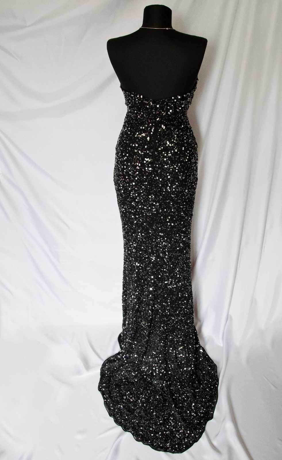 Rochie de gala neagra, deosebita, cu paiete