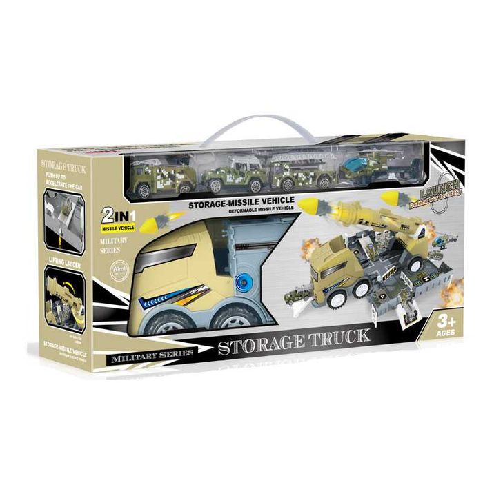 Военен камион трансформиращ се в база с паркинг