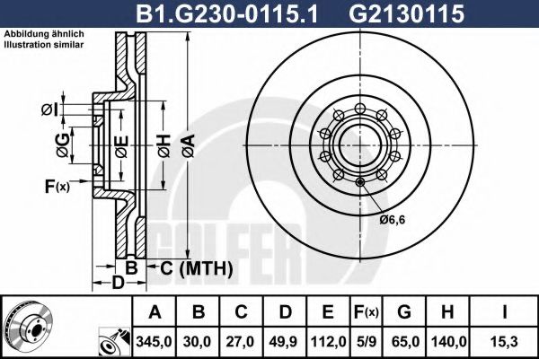 set x2 disc frana galfer B1.G230-0115.1 noi 345x30mm 5x112