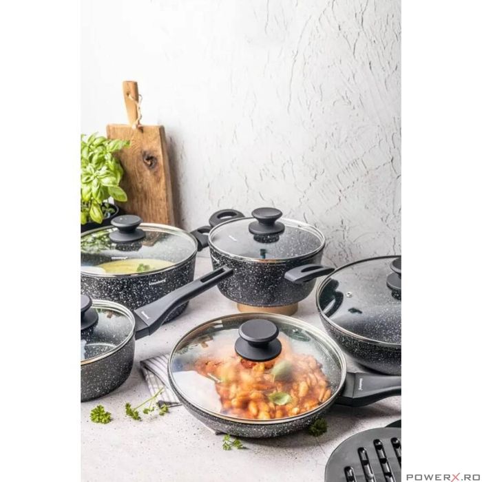 Set 12 piese, oala cu capac 4.4l, 2.4l, 1.2l, tigaie 28cm, 24cm,