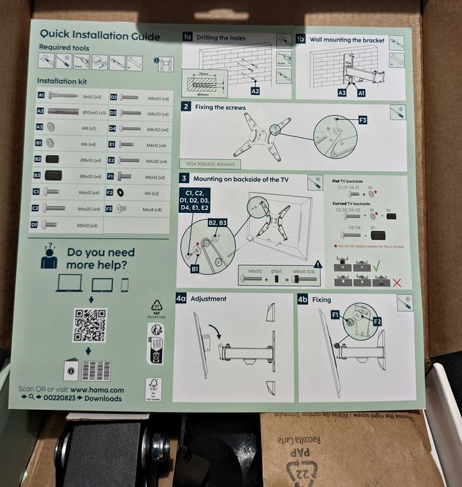 Стенна стойка за телевизор, Fullmotion HAMA