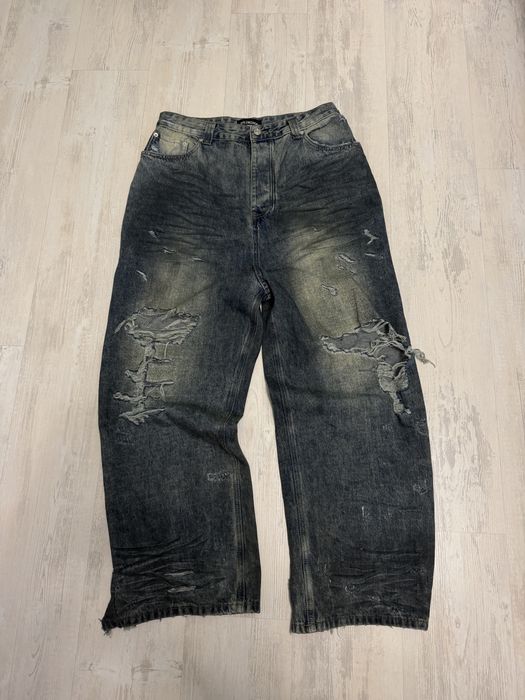 Balenciaga mud destroyed jeans