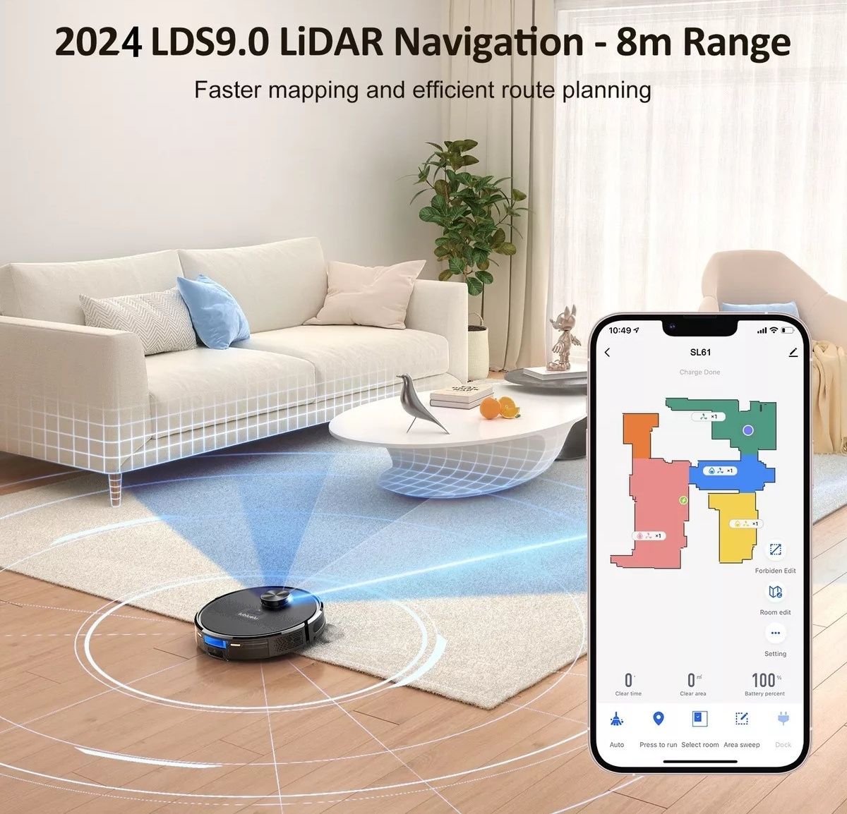 Lubluelu SL61 WIFI робот прахосмукачка и моп 4000Pa LiDAR Навигационно