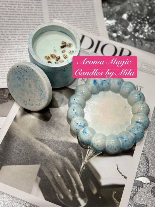 Свечи Aroma magic с декором в гипсовом подсвечнике