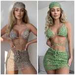 Costum de baie X12 (Daira-Shop.ro) 4 Piese Brazilian Bej Verde Push Up
