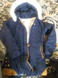 Детская зимняя куртка,7-9 лет,тёмно- синего цвета