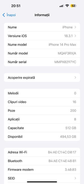 Iphone 14 pro max 512GB/94%/ neverlock/casti Jbl wireless