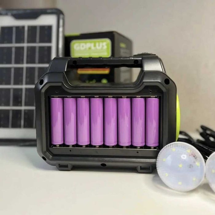 Panou solar 8 acumulatori LiIon 4 bec incarcare telefon radio mp3 blue