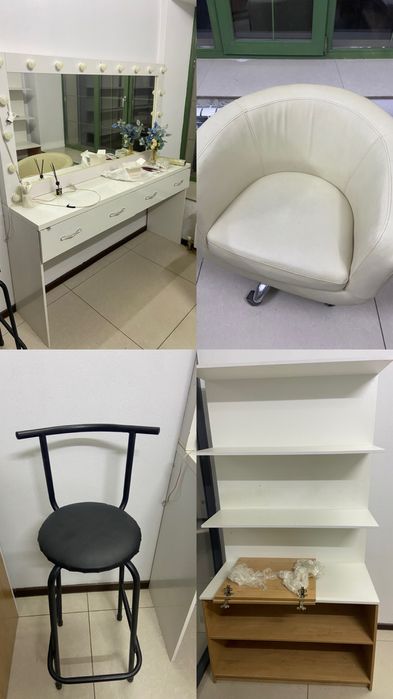 Стеллаж, полка, визаж зеркало , коесло