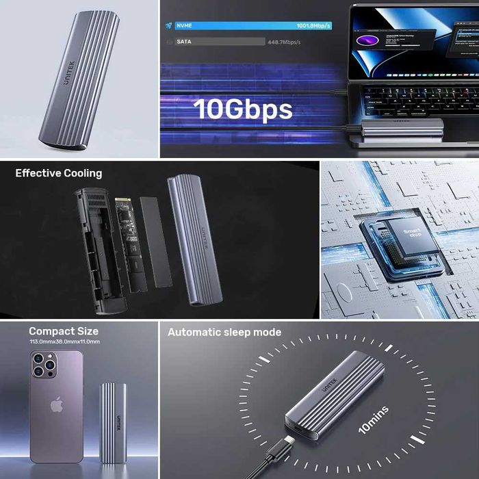 USB Външна кутия за SSD M.2 NVMe 10Gbps USB 3.1 Type-C/A + Гаранция