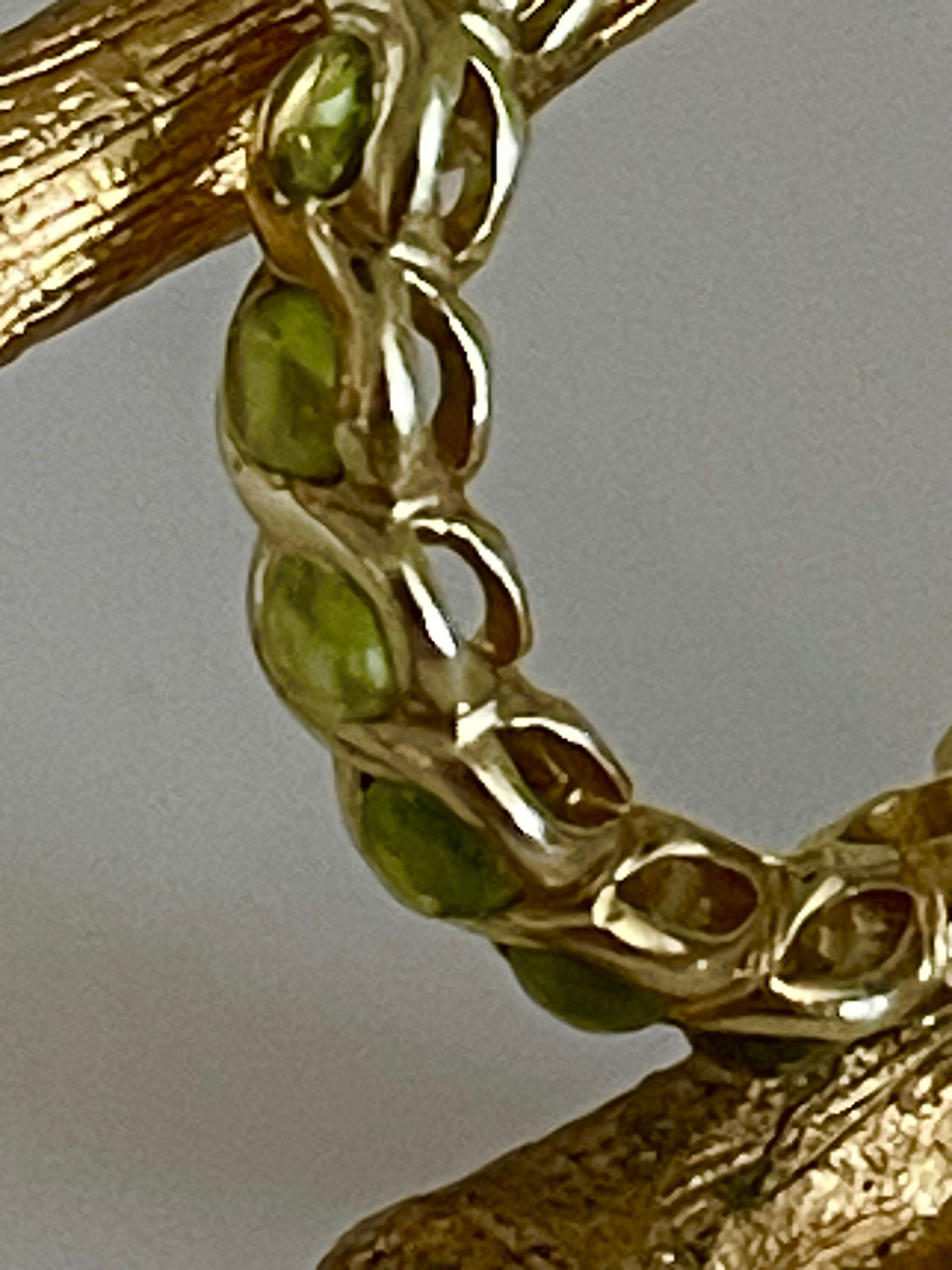 позлатен сребърен пръстен  925  оливин/перидот