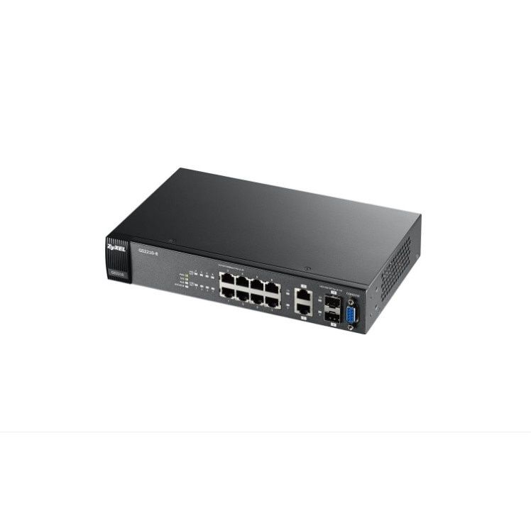 Switch ZyXEL GS2210-8HP, 8 x LAN Gigabyt, 2 x combo (RJ45/SFP), PoE
