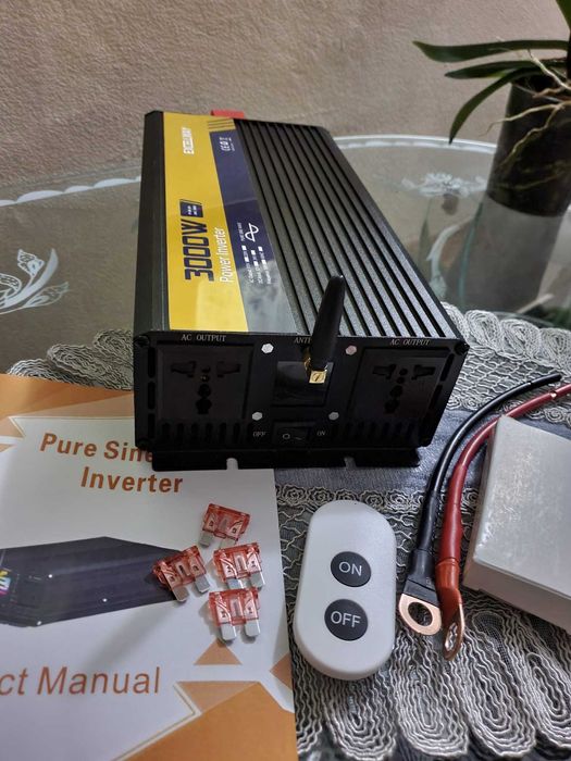 Invertor Sinus Pur 3000w 12v 220v cu afisaj led, telecomanda sigurante