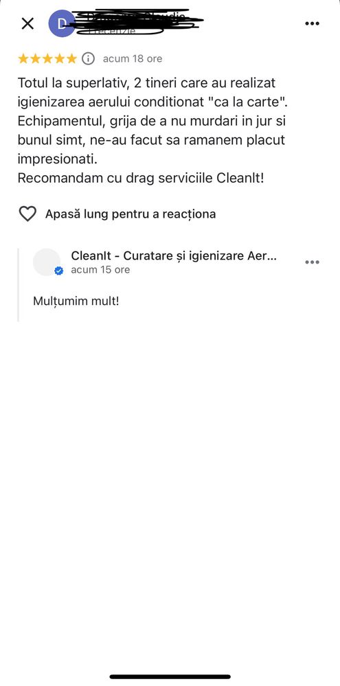 Curatare si Igienizare aer conditionat cu abur si solutii profesionale