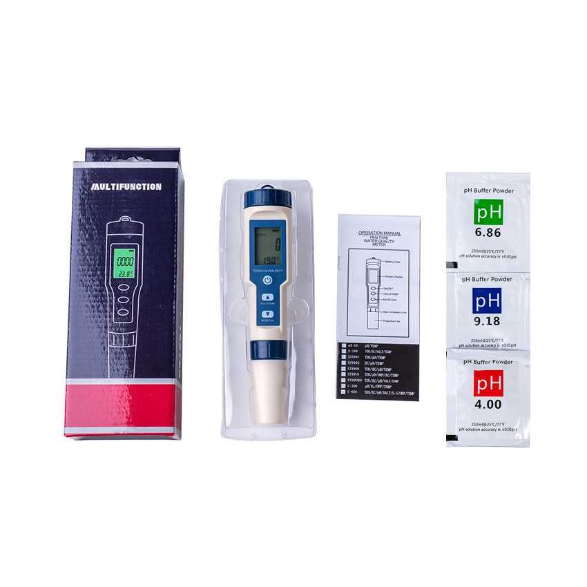 Tester Calitate Apa, 5 in 1 : salinitate/PH/TDS/EC/temperatura