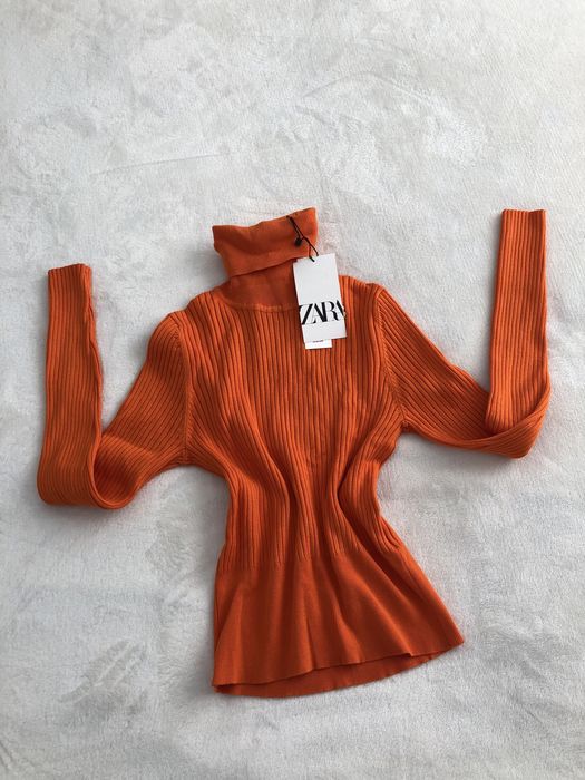 Поло Zara в оранжев цвят