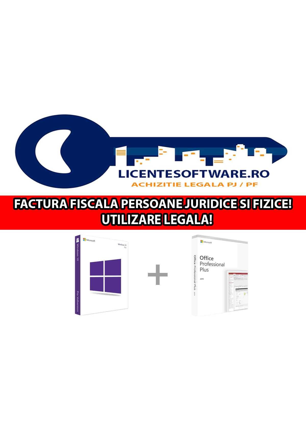 Pachet DUO: Licenta Windows 10 Pro + Office 2019 Professional Plus