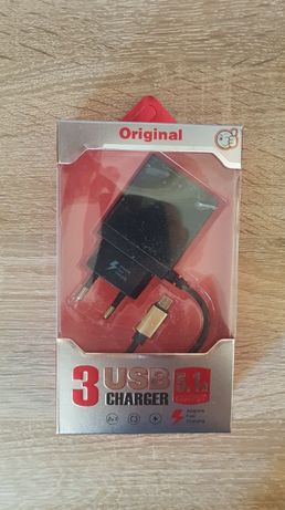 Incarcator telefon 5.1 amperi Micro USB + 3 x USB FL - Negru