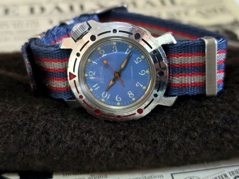 Vand ceas mecanic Vostok Komandirskie Kadett Azur 17 Jewels vintage