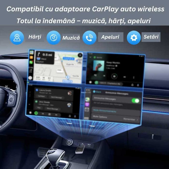 Adaptor Auto 2 in 1 CarPlay Wireless – Compatibil iPhone si Android