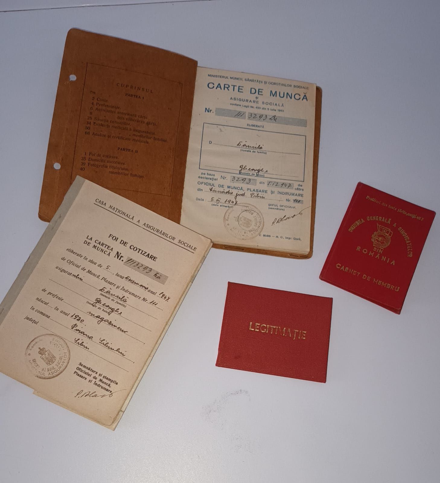 Acte vechi 1942 și carnete RSR