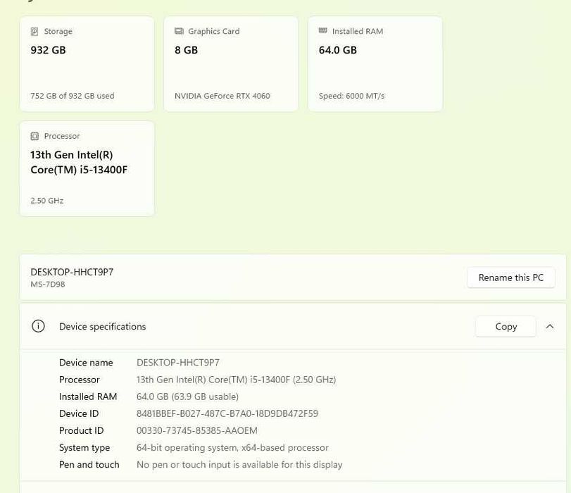 Геймърски Компютър [G:RIGS] 13th Gen Intel(R) 64 DDR5 GeForce RTX 4060