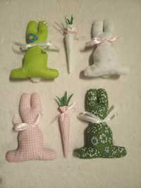 Малки меки детски декорации от зайчета, морковчета и яйчица