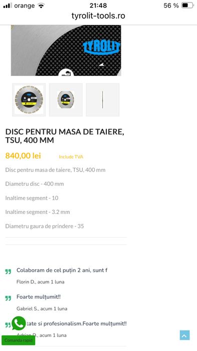 Disc Diamantat Tyrolit Premium TSU pentru Constructii 2W 350X2.8X35