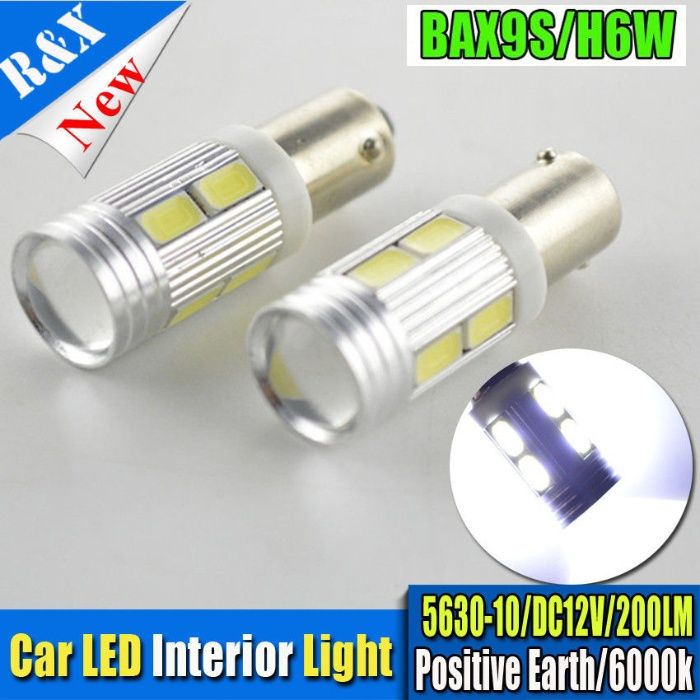 2 броя габарити BAX9S 10 LED диода с лупи, крушка, H6W-DC 12 V крушки