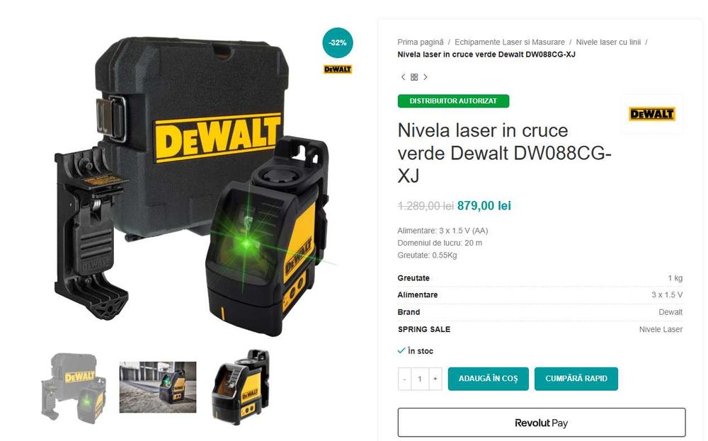 Dewalt laser cu rază verde cu linii încrucișate-DW088CG